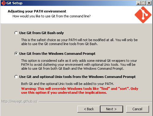 install git for windows step 3